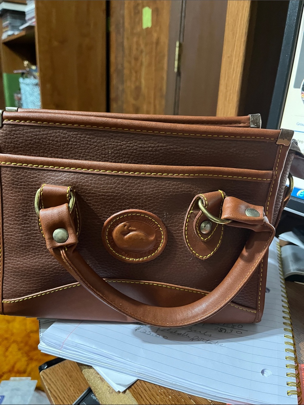 Dooney & Bourke vintage Brown Leather Satchel with Duck Medallion